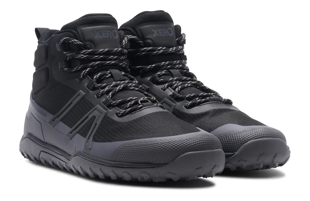 Xero Shoes Minimalne buty trekkingowe Scrambler Trail Mid WP (wodoodporne, bardzo lekkie) czarne męskie