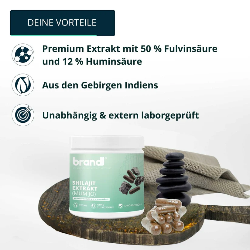Ekstrakt Shilajit Brandl (500 mg ekstraktu Shilajit) 120 kapsułek